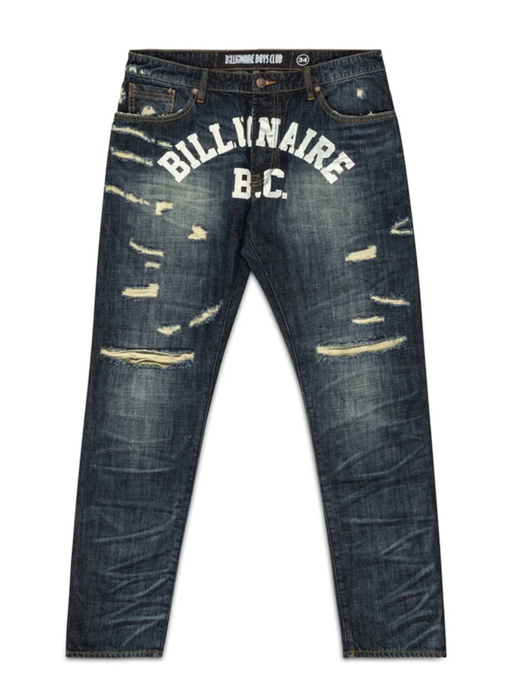 Billionaire Boys Club Distressed Dark Wash Slim Straight Jeans - Picture 2 of 5